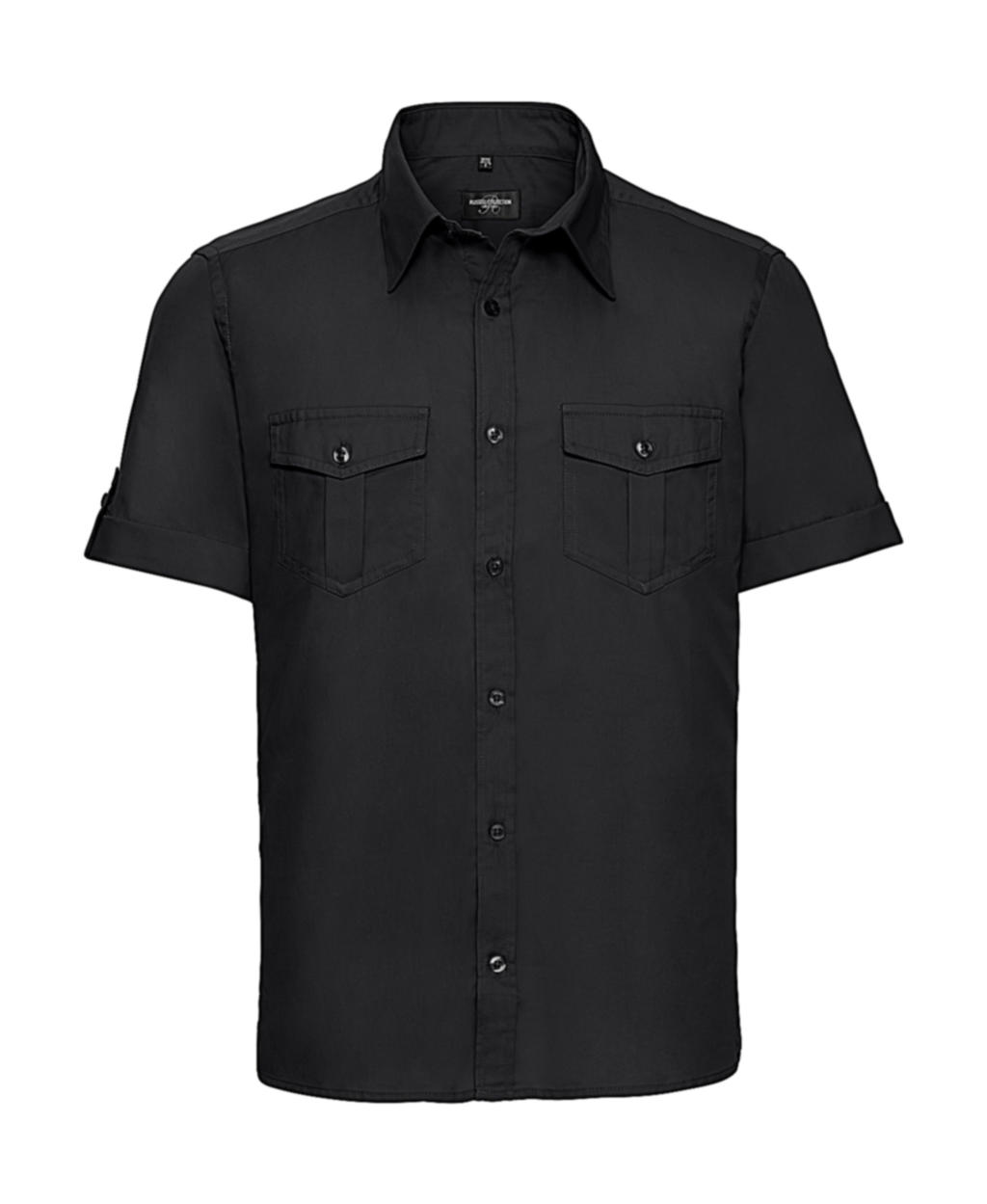  Mens Roll Sleeve Shirt in Farbe Black