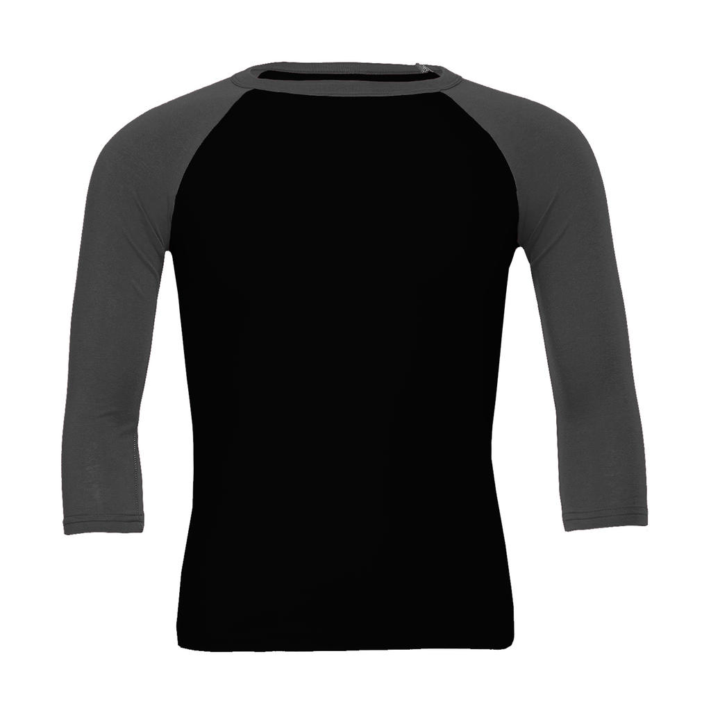  Unisex 3/4 Sleeve Baseball T-Shirt in Farbe Black/Deep Heather
