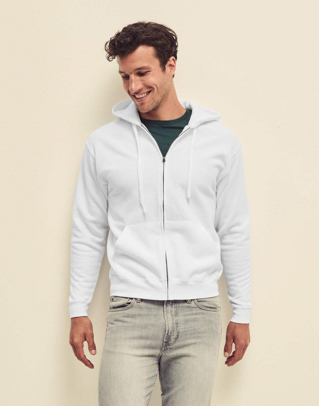  Classic Hooded Sweat Jacket in Farbe White