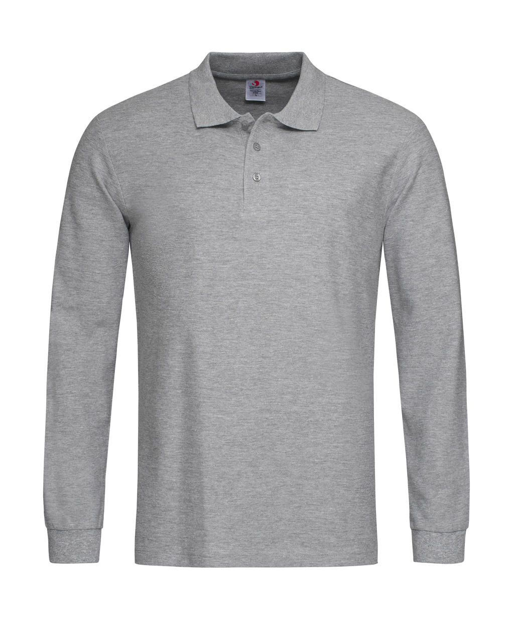  Polo Long Sleeve in Farbe Grey Heather