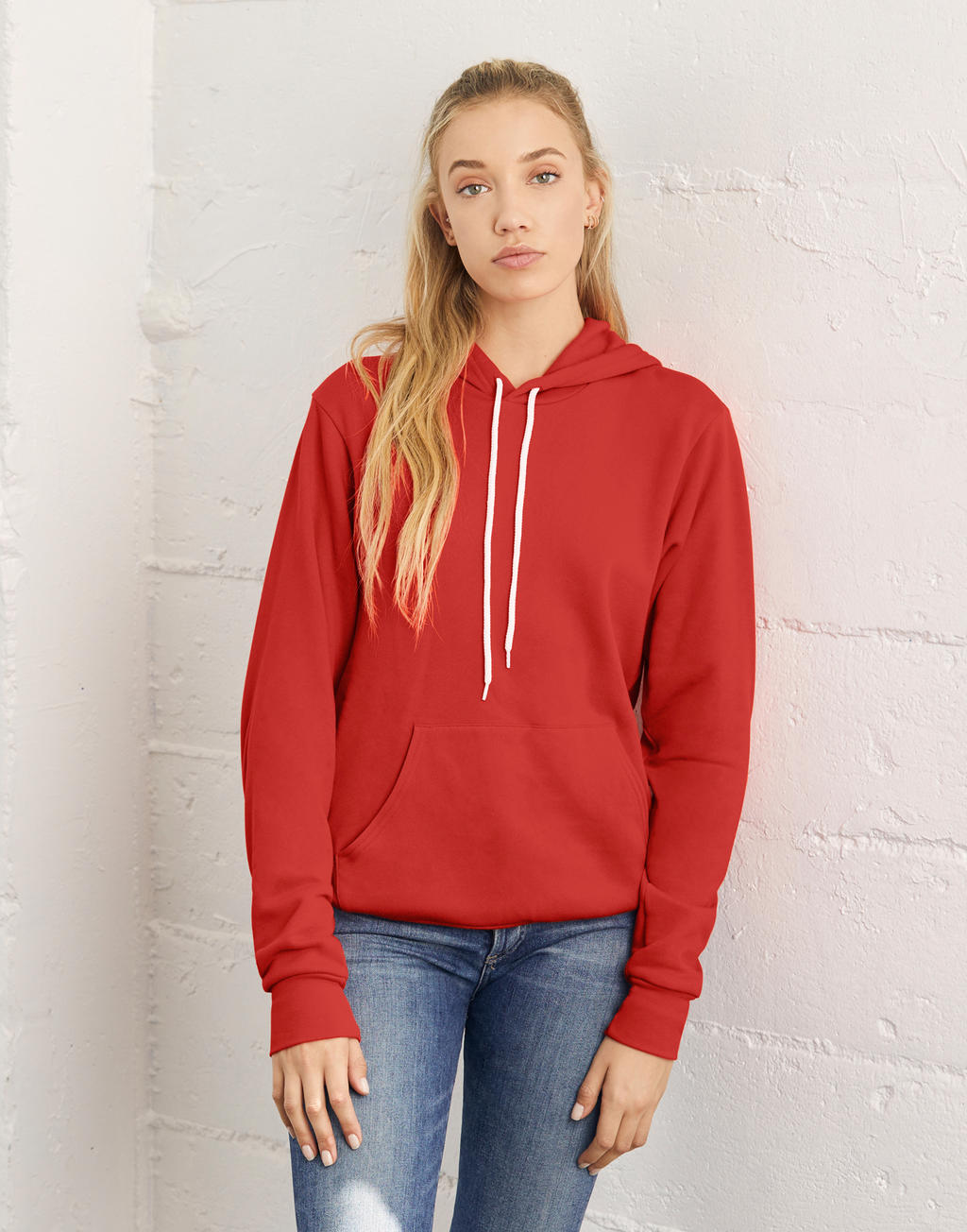  Unisex Poly-Cotton Pullover Hoodie in Farbe White