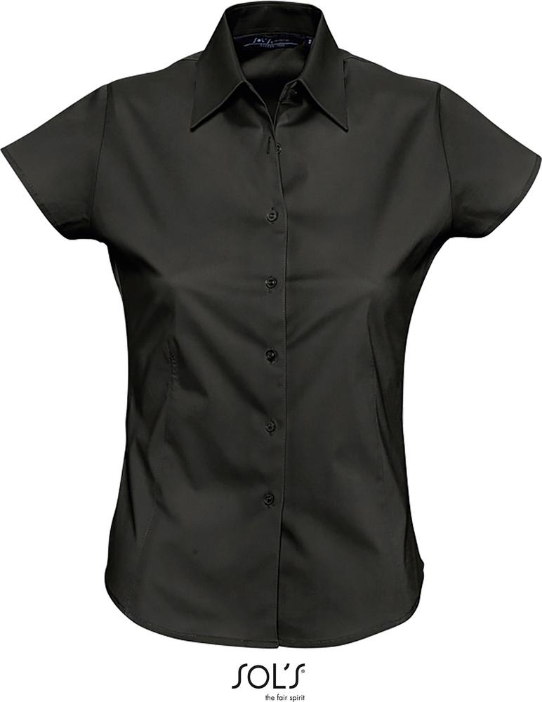 Hemd Excess Damen Stretch Bluse Kurzarm in Farbe black