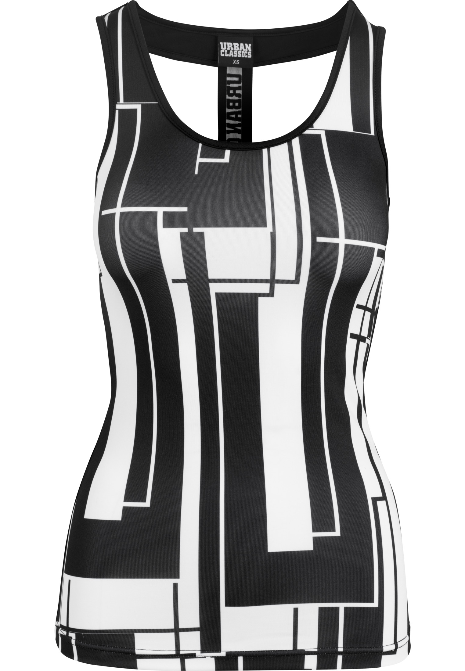 Athleisure Ladies Graphic Sports Top in Farbe black/white