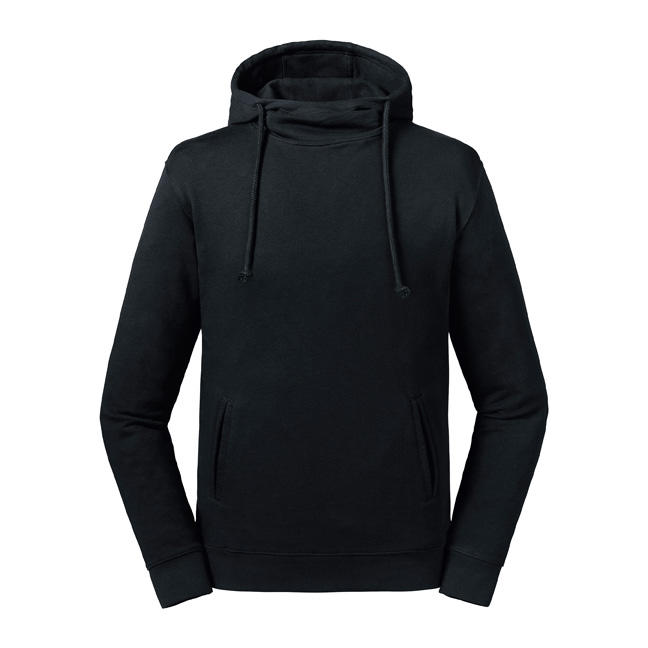  Pure Organic High Collar Hooded Sweat in Farbe Black