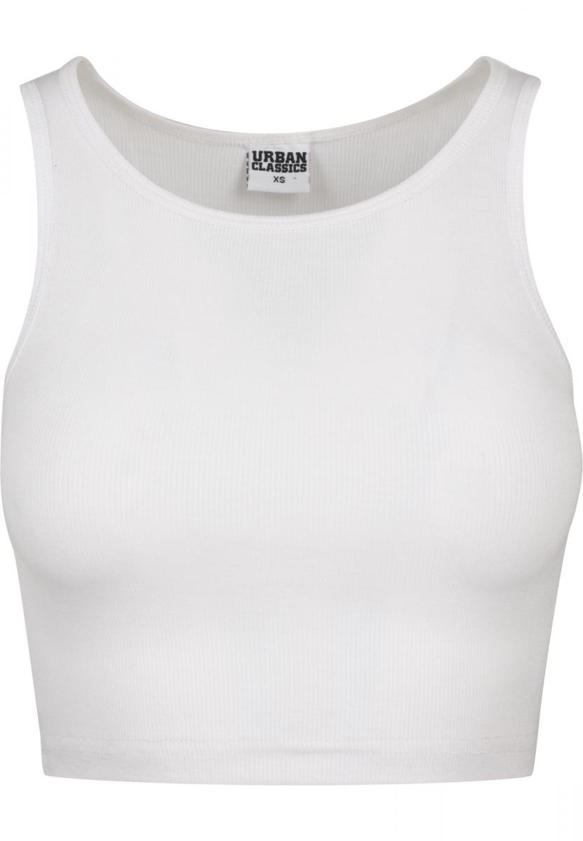 Cropped Tees Ladies Rib Cropped Top in Farbe white