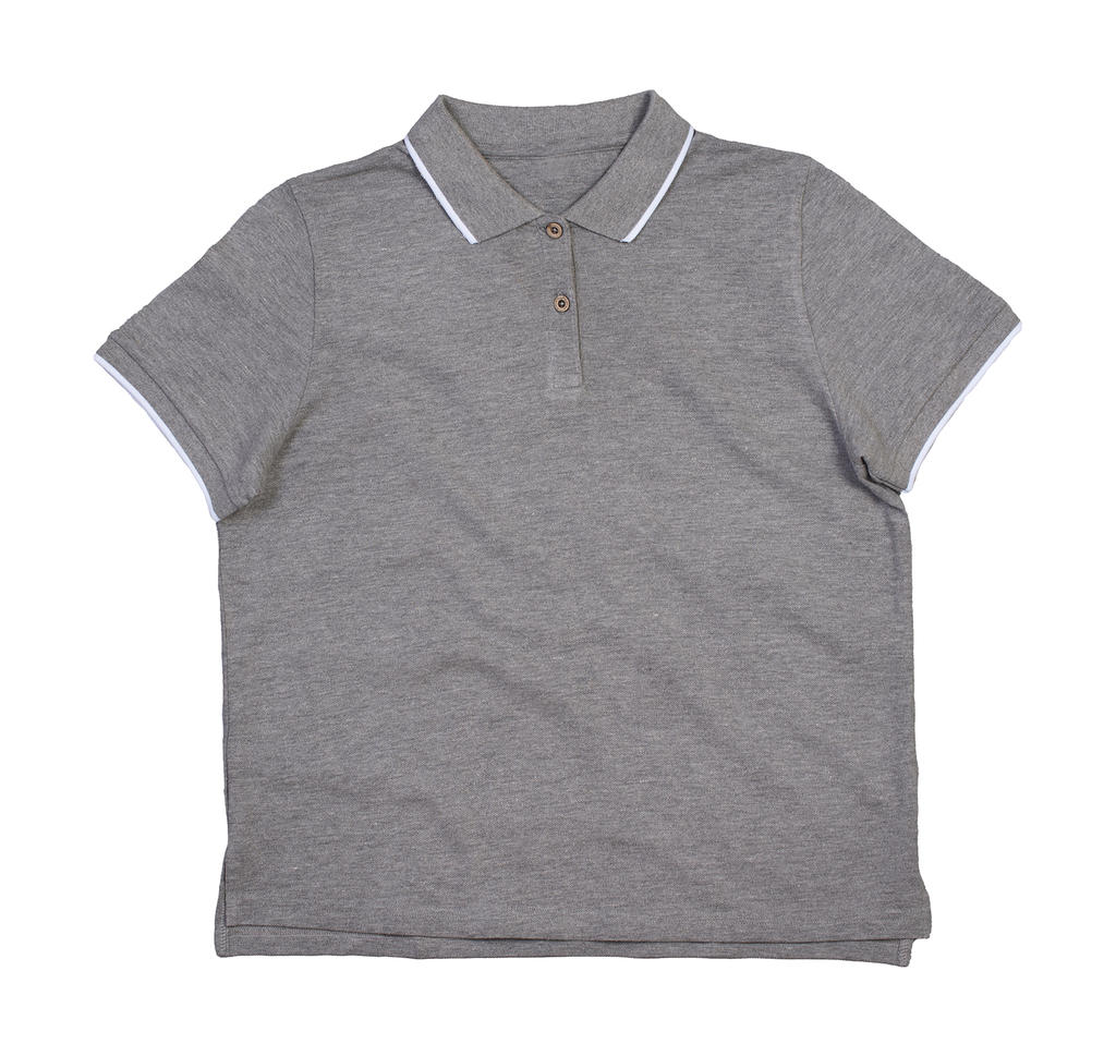  The Women?s Tipped Polo in Farbe Heather Grey Melange/White